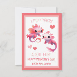 Cute, Rosa Axolotl Alla hjärtans dagskort Inbjudningar
