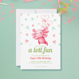 Cute Rosa Axolotl Barns födelsedag Party Inbjudningar