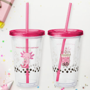Cute Rosa Axolotl Boba Tea Take Away Mugg