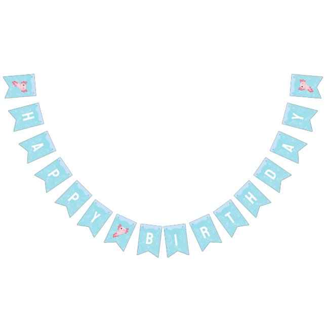 Cute Rosa Axolotl Födelsedagsfest under vatten Vimplar (Alla)