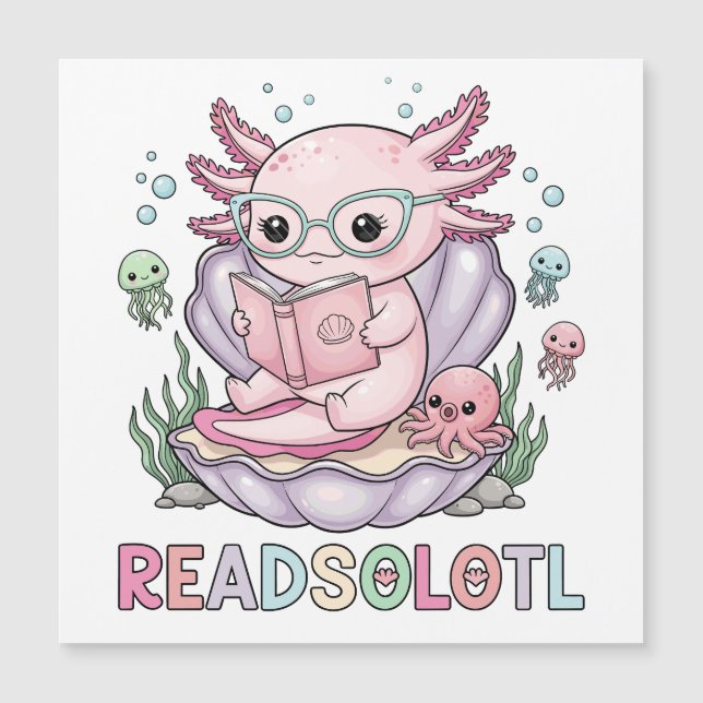Cute Rosa Axolotl Reading (Framsida)