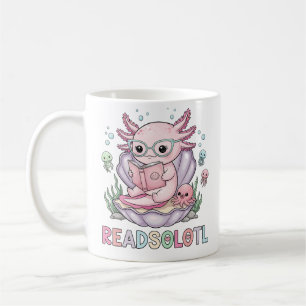 Cute Rosa Axolotl Reading Kaffemugg