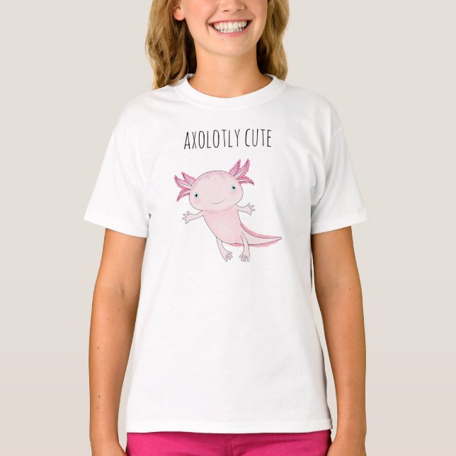 Cute Rosa Axolotl T Shirt (Framsida)