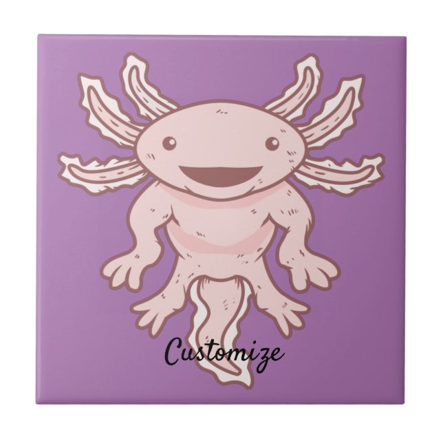 Cute Rosa Axolotl Thunder_Cove Kakelplatta (Framsidan)