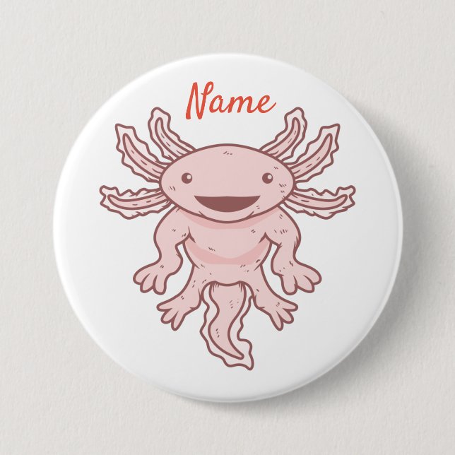 Cute Rosa Axolotl Thunder_Cove Knapp (Framsida)