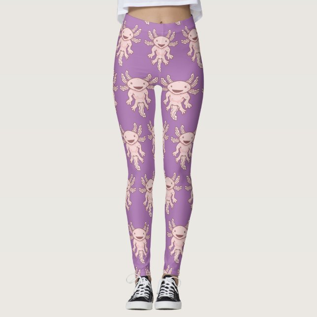 Cute Rosa Axolotl Thunder_Cove  Leggings (Framsida)