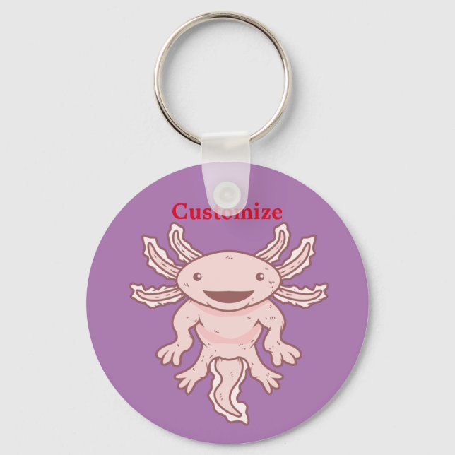 Cute Rosa Axolotl Thunder_Cove Nyckelring (Framsida)