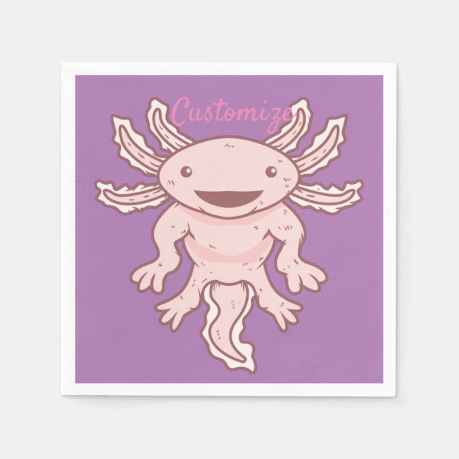 Cute Rosa Axolotl Thunder_Cove Pappersservett (Framsidan)