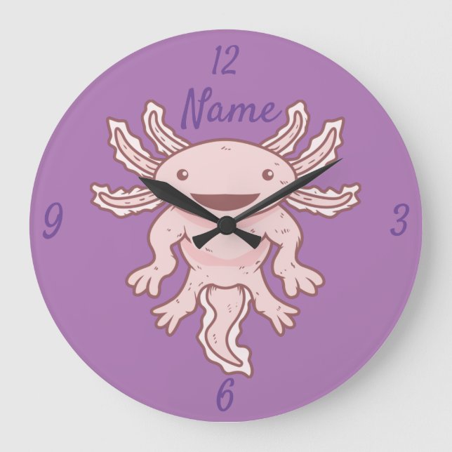 Cute Rosa Axolotl Thunder_Cove Stor Klocka (Framsida)