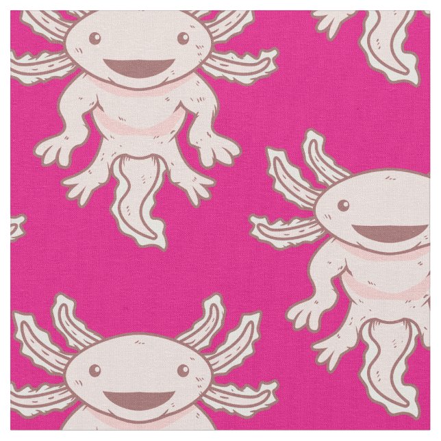 Cute Rosa Axolotl Thunder_Cove Tyg (Närbild)