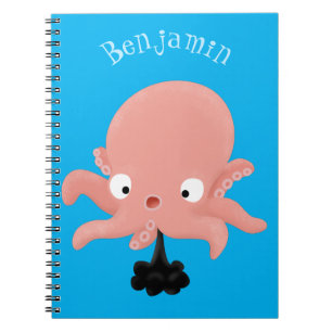Cute rosa baby bläckfisk tecknad humor anteckningsbok