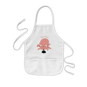 Cute rosa baby bläckfisk tecknad humor barnförkläde