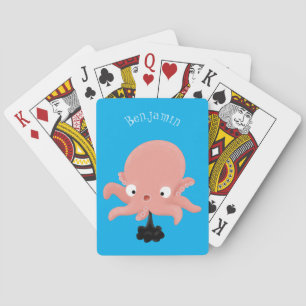 Cute rosa baby bläckfisk tecknad humor casinokort