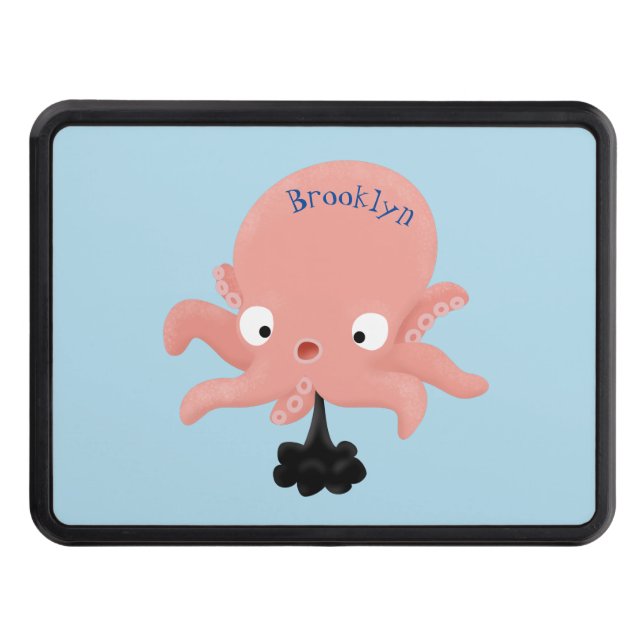 Cute rosa baby bläckfisk tecknad humor dragkroksskydd (Framsidan)