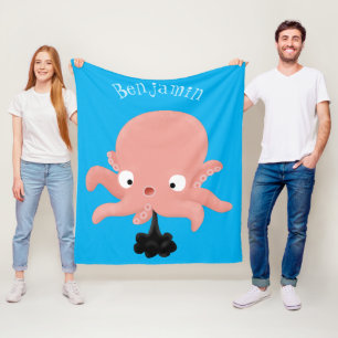 Cute rosa baby bläckfisk tecknad humor fleecefilt