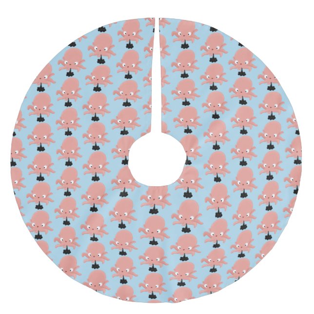 Cute rosa baby bläckfisk tecknad humor julgransmatta borstad polyester (Framsidan)