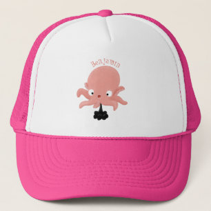 Cute rosa baby bläckfisk tecknad humor keps