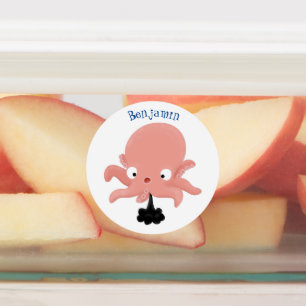 Cute rosa baby bläckfisk tecknad humor klistermärke