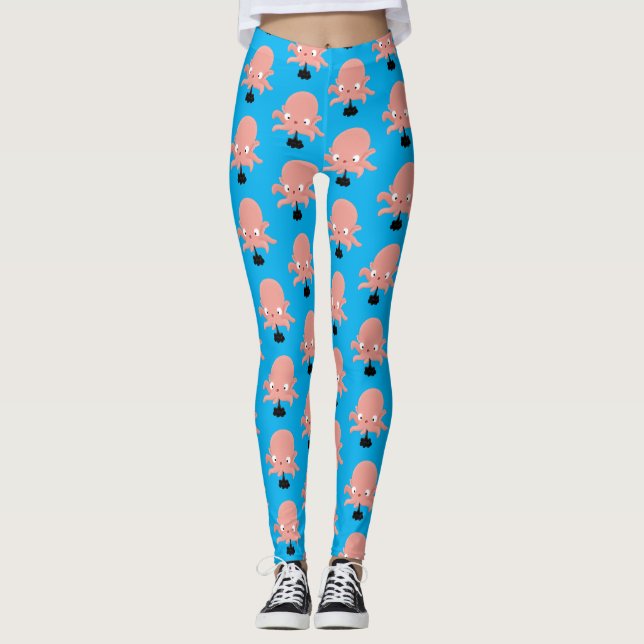 Cute rosa baby bläckfisk tecknad humor leggings (Framsida)
