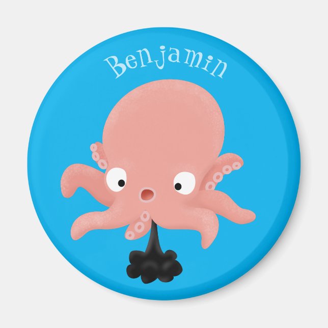 Cute rosa baby bläckfisk tecknad humor magnet (Framsidan)