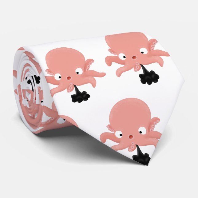 Cute rosa baby bläckfisk tecknad humor slips (Rullad)