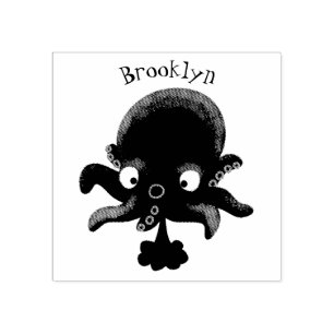 Cute rosa baby bläckfisk tecknad humor stämpel