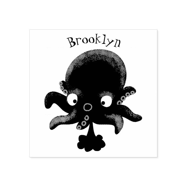 Cute rosa baby bläckfisk tecknad humor stämpel (Tryck)