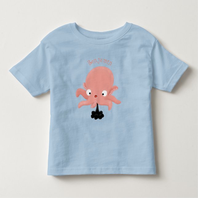 Cute rosa baby bläckfisk tecknad humor t shirt (Framsida)