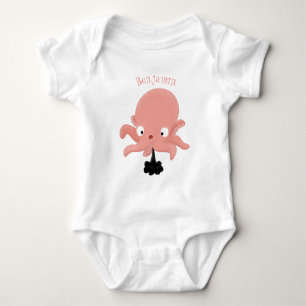 Cute rosa baby bläckfisk tecknad humor t shirt