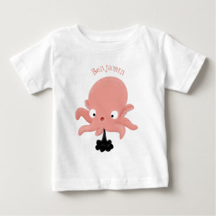 Cute rosa baby bläckfisk tecknad humor t shirt