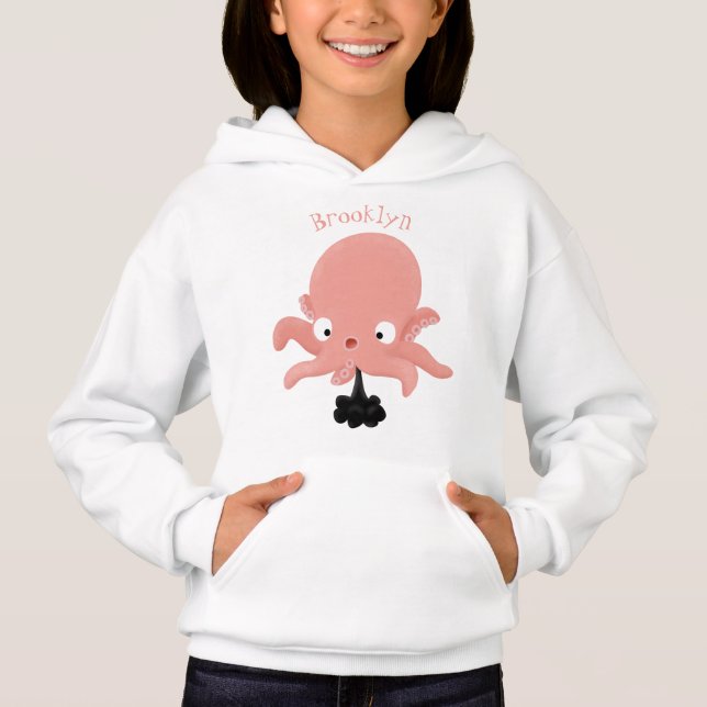 Cute rosa baby bläckfisk tecknad humor t shirt (Framsida)