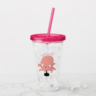 Cute rosa baby bläckfisk tecknad humor take away mugg
