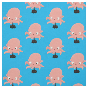 Cute rosa baby bläckfisk tecknad humor tyg