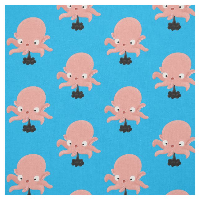 Cute rosa baby bläckfisk tecknad humor tyg (Provkarta)