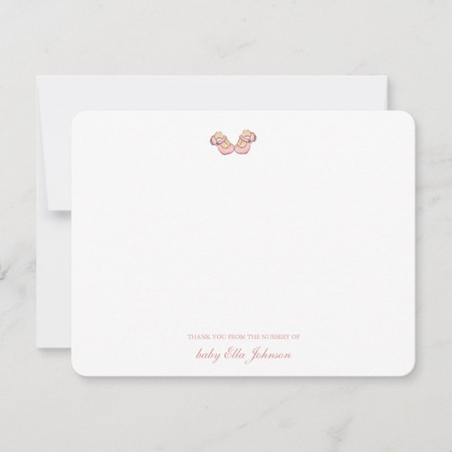 Cute Rosa Baby bootie Tack Kort (Framsida)