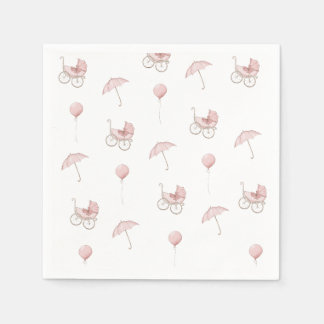 Cute Rosa Baby Buggy Baby Shower Pappersservett