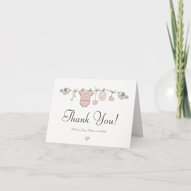 Cute Rosa Baby Closet Baby Shower Tack Kort (Framsida)