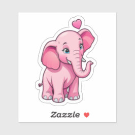 Cute Rosa Baby Elephant med Kärlek Klistermärken