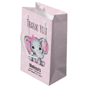 Cute Rosa Baby Elephant med Polka Dot Baby Shower