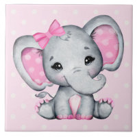 Cute Rosa Baby Elephant med Polka Dot Öron