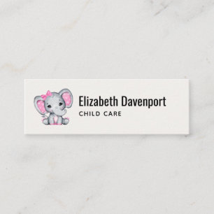 Cute Rosa Baby Elephant med Polka Dot Öron Mini Visitkort