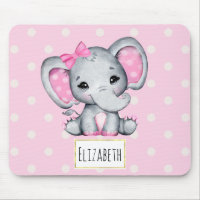 Cute Rosa Baby Elephant med Polka Dot Öron