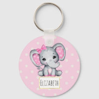 Cute Rosa Baby Elephant med Polka Dot Öron