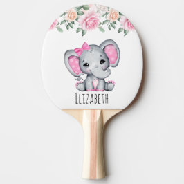 Cute Rosa Baby Elephant med Ro Gräns Pingisracket