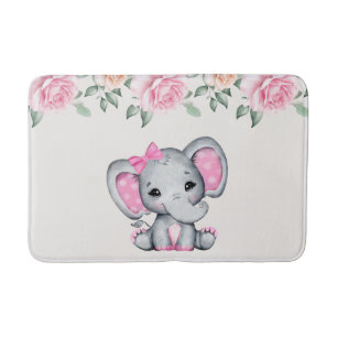 Cute Rosa Baby Elephant och Ro Gräns Badrumsmatta