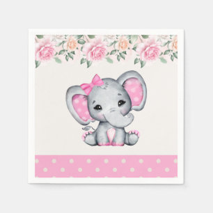 Cute Rosa Baby Elephant och Ro Gräns Pappersservett