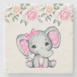 Cute Rosa Baby Elephant och Ro Gräns Stenunderlägg