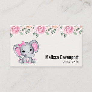 Cute Rosa Baby Elephant och Ro Gräns Visitkort