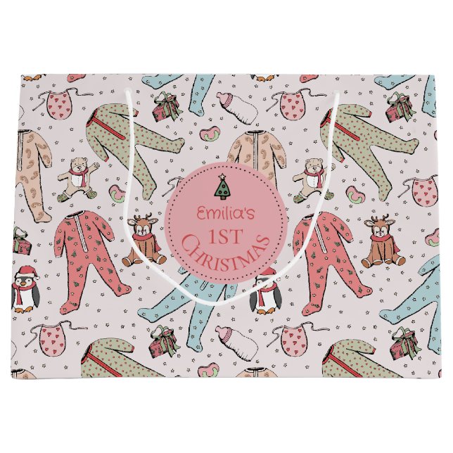 Cute Rosa Baby Första jul-Anpassningsbarna (Framsidan)