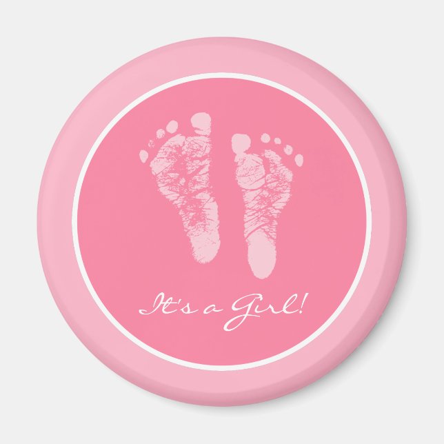 Cute Rosa Baby fotavtryck dess babyskor för flicko Magnet (Framsidan)